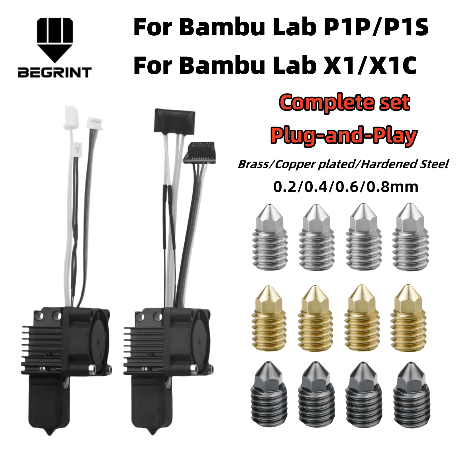 Hotend 0.4Mm - Untuk Bambu Lab X1C P1P P1S