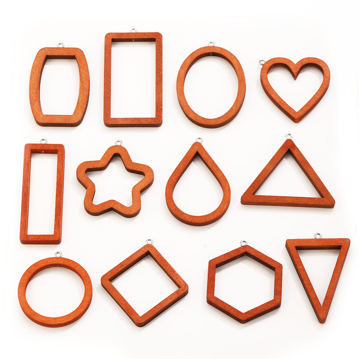 Uv Resin - 10 Buah Jimat Geometris Kayu Segitiga